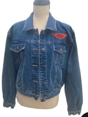 Vtg Telluride Denim Jacket Harley Davidson & The Who "My Generation" Patch - L